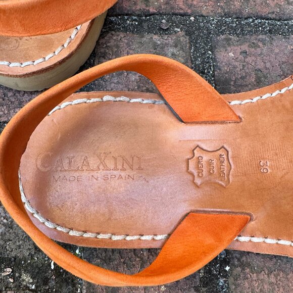 Calaxini Made in Spain Leather Avarca Sandals Orange Suede 39 (US 8.5–9) - Picture 2 of 5